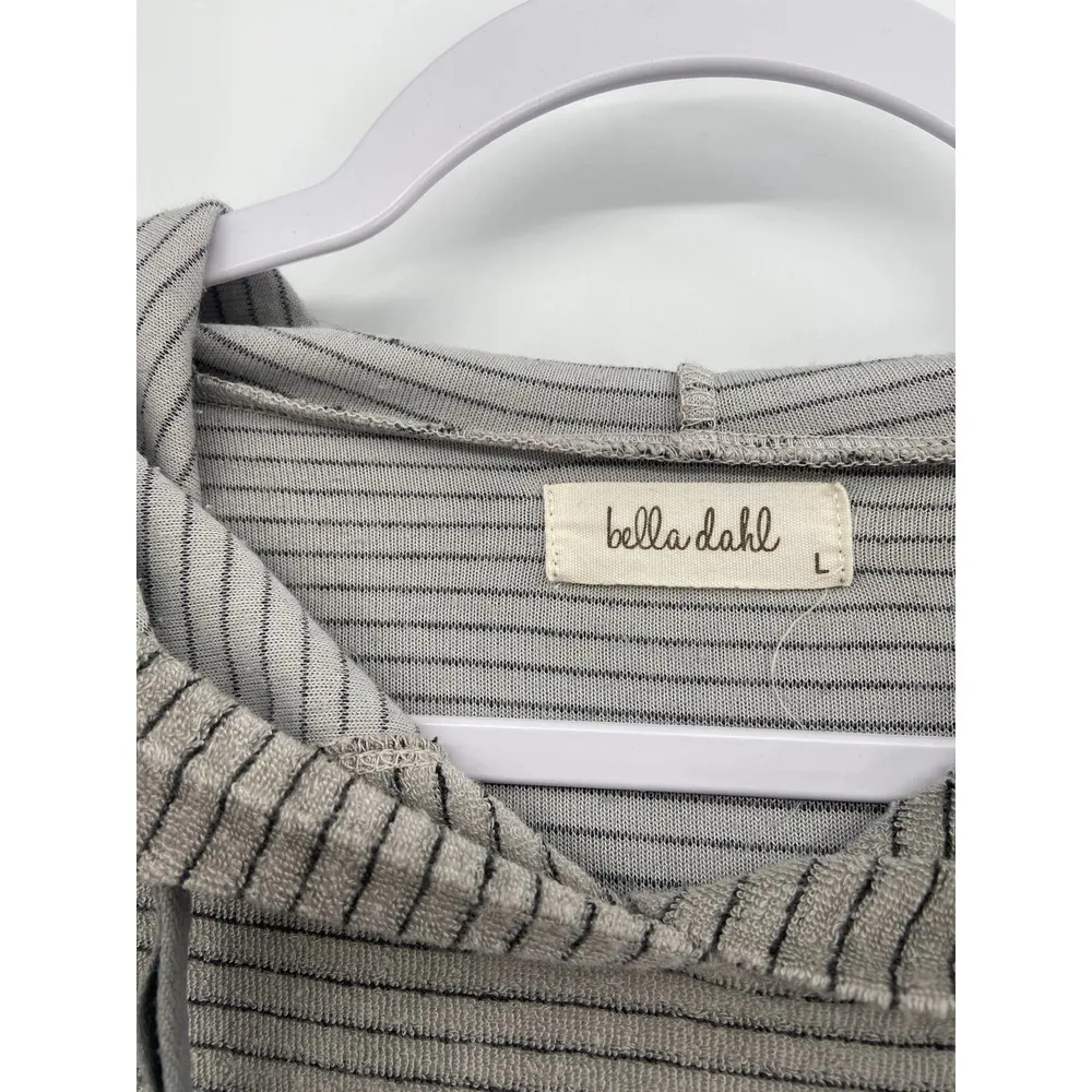 Bella Dahl Striped Hoodie Split Back Gray White Size L - Image 43