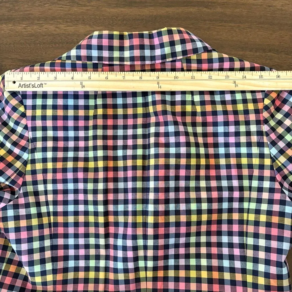 1901 Blazer Jackets Womens Sz 10 Multi Gingham Check Single Breasted Tow Button - Image 7