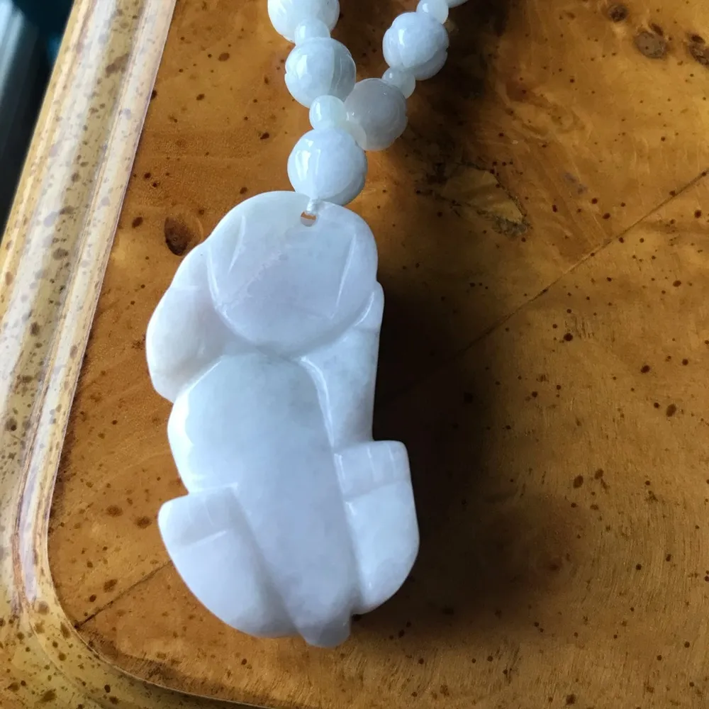 Natural Jade Sterling Silver Dragon Necklace - Image 5