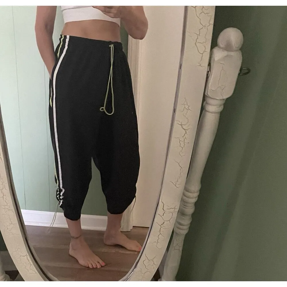 JUST MY SIZE 16W Black Pants Neon Green White Trim Adjustable Hem Pockets - Image 7