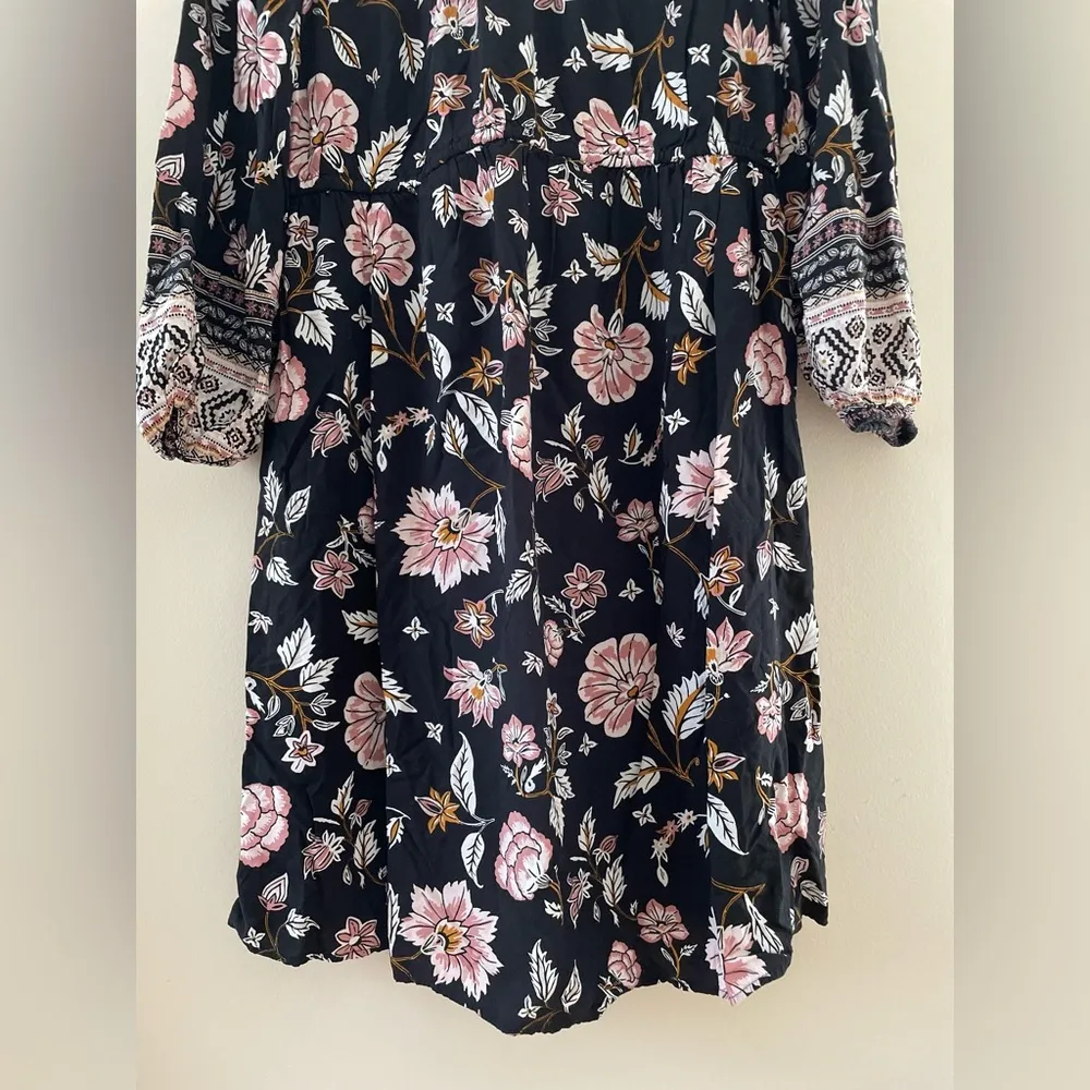 Old Navy Maternity Waist-Defined Keyhole Neck 3/4 Sleeve Floral Dress Size M - Image 6