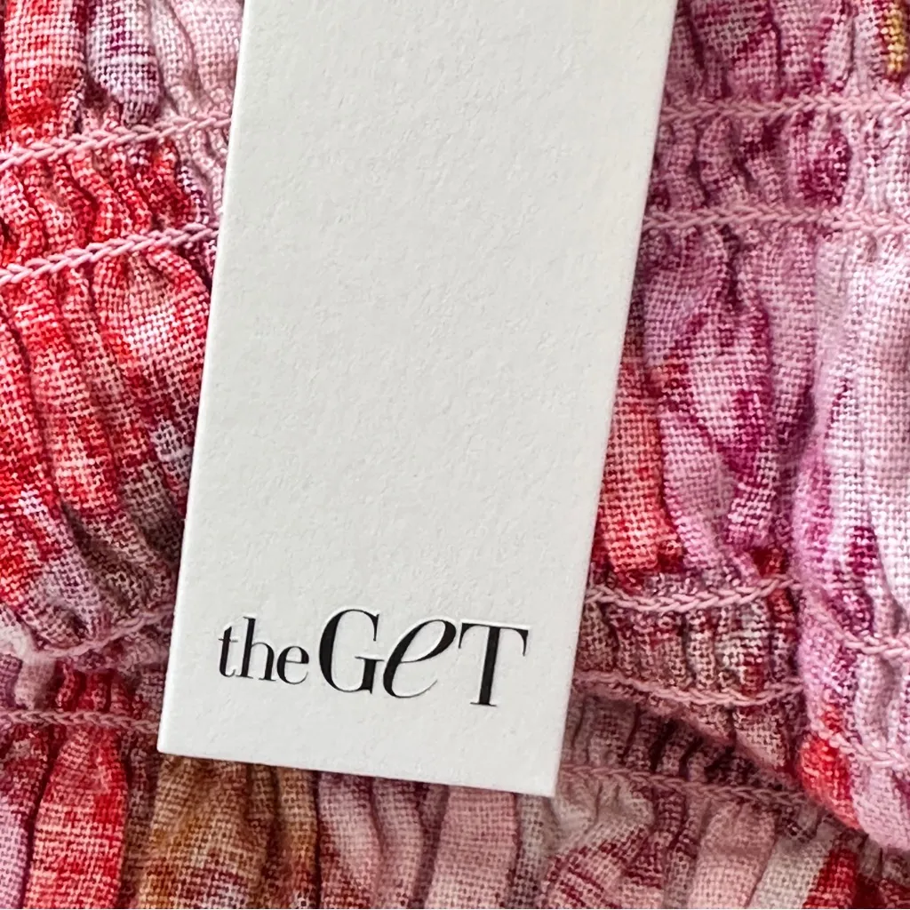 NWT The Get square neck Floral Pink and Red Women's mini Dress Large - Image 9