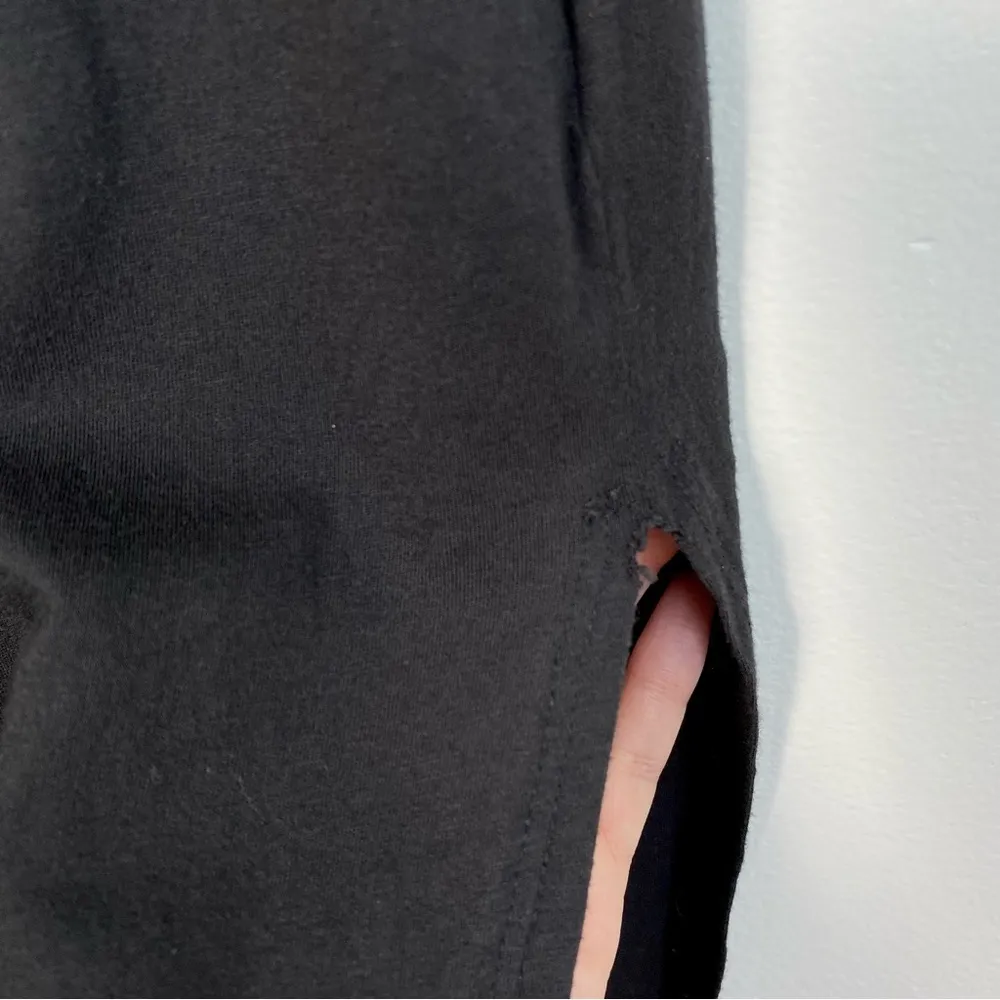 Theory Plume Seamed Tee Pima Cotton Blend Jersey Midi Dress Large Black Soft - Image 13