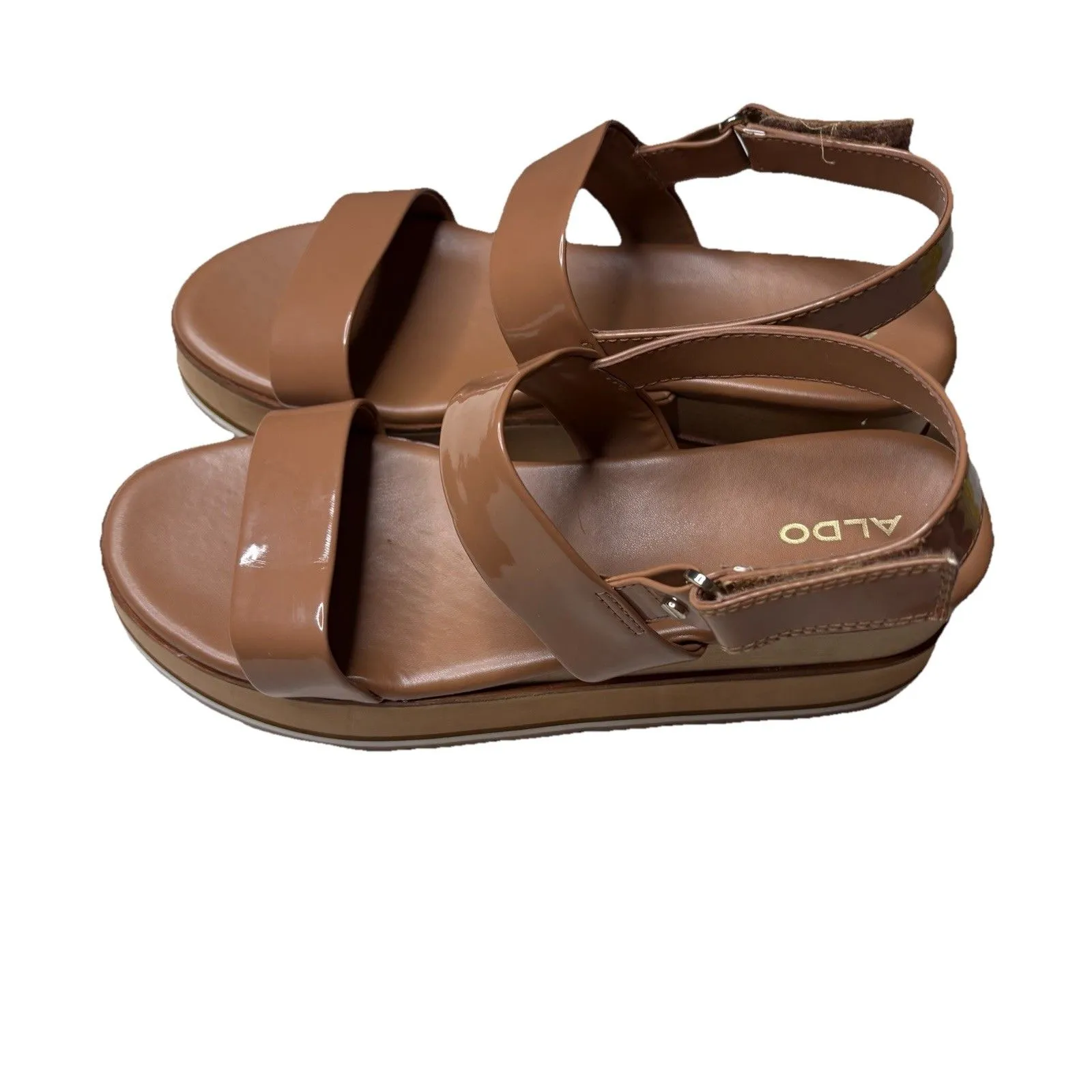 Aldo Onalisa Tan Cream Wedge Heel Sandals Womens Size 10 - Image 2