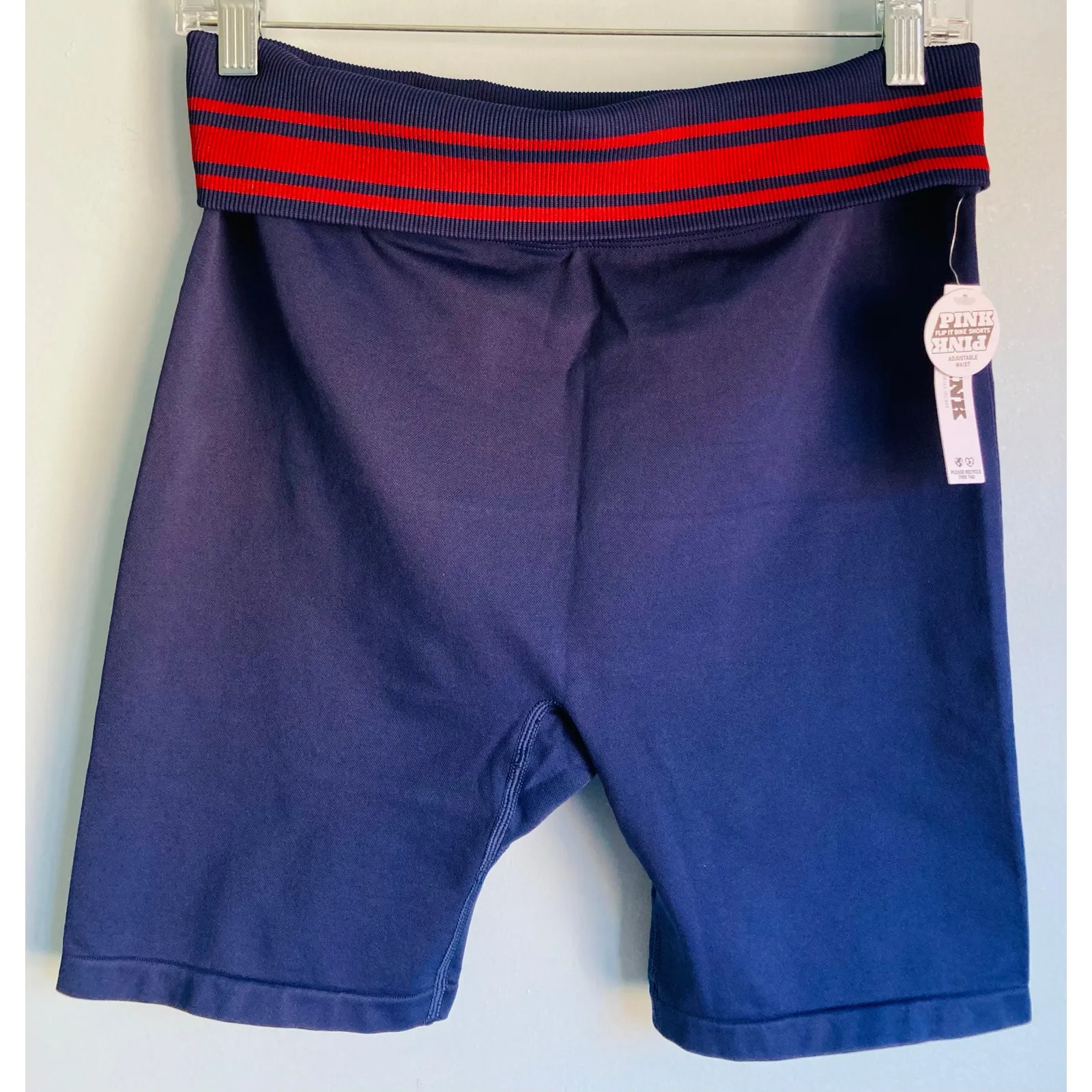 PINK Victoria's Secret Bike Shorts Foldover Large Blue NWT - Image 9