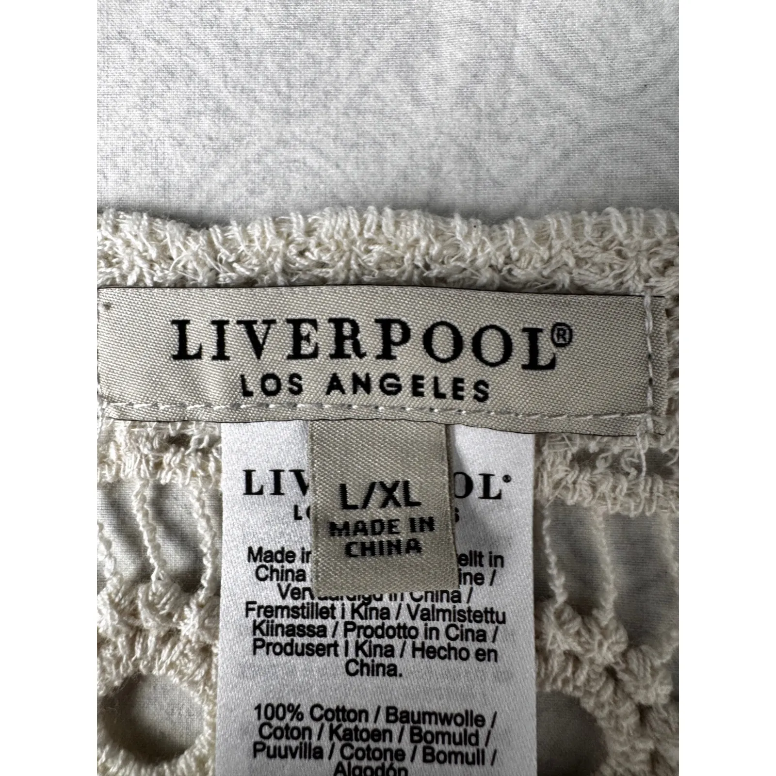 Liverpool‎ Cream Crochet Lace Kimono Cardigan Boho Summer Beach Cover Up Size L - Image 7