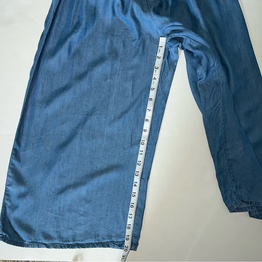 Kaiser wide leg chambray jumpsuit on/ off shoulder size medium - Image 13