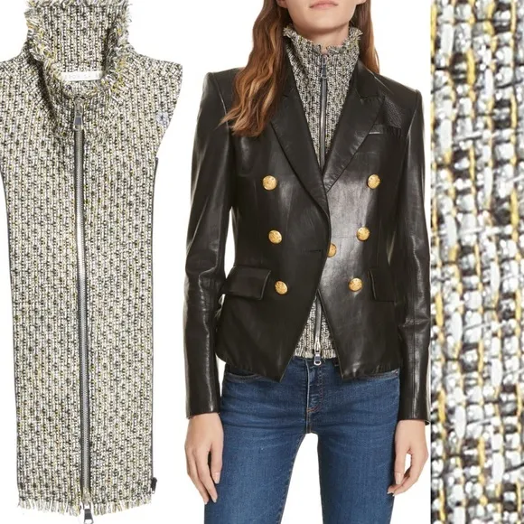 NWT Veronica Beard Adara silver multi tweed Dickey, one size - Image 2