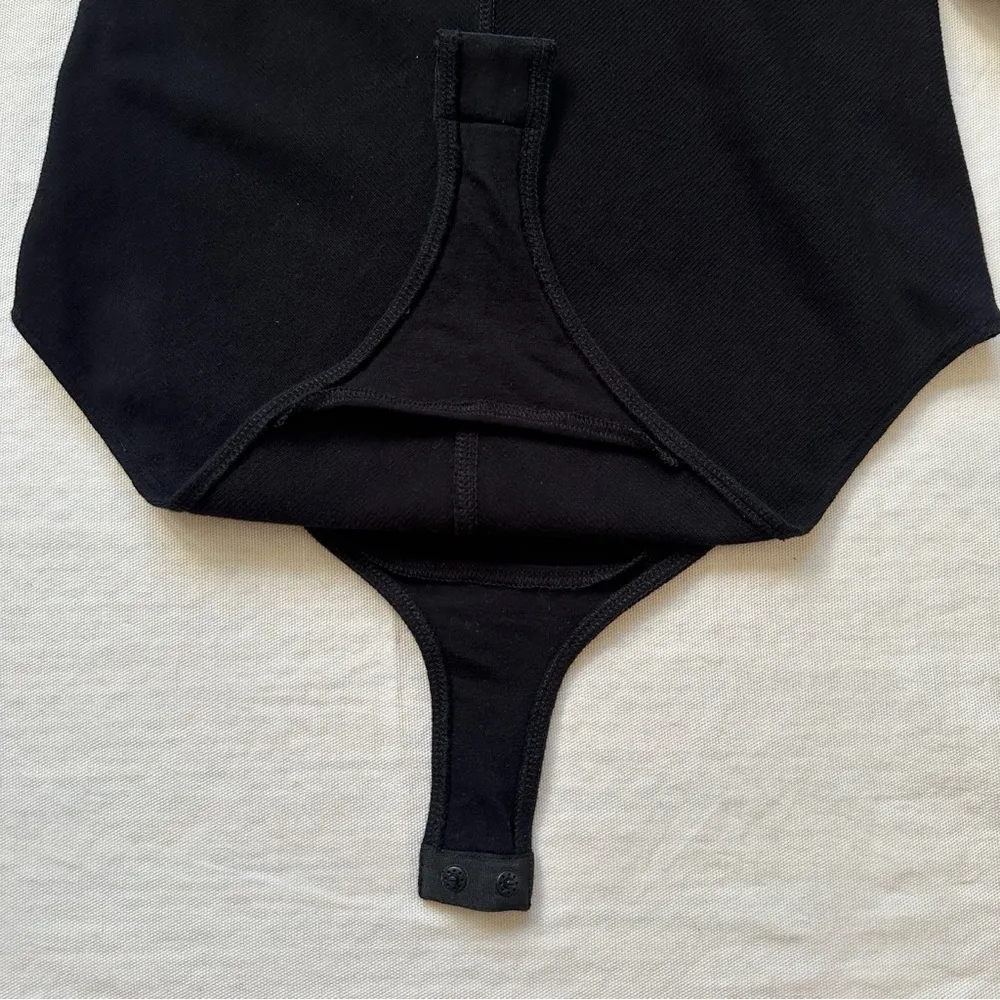 EUC All Saints Jamie Long Sleeve Ribbed Black Bodysuit Top Square Nexk - Size 6 - Image 11