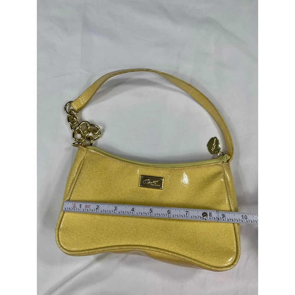 Luv Betsey by Betsey Johnson SKU 7885  Yellow Gold Glittery Shoulder Bag With Ch - Image 14