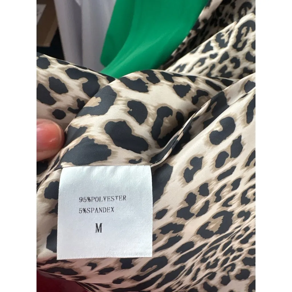 Green Blazer With Leopard Print Lining Medium - Image 3