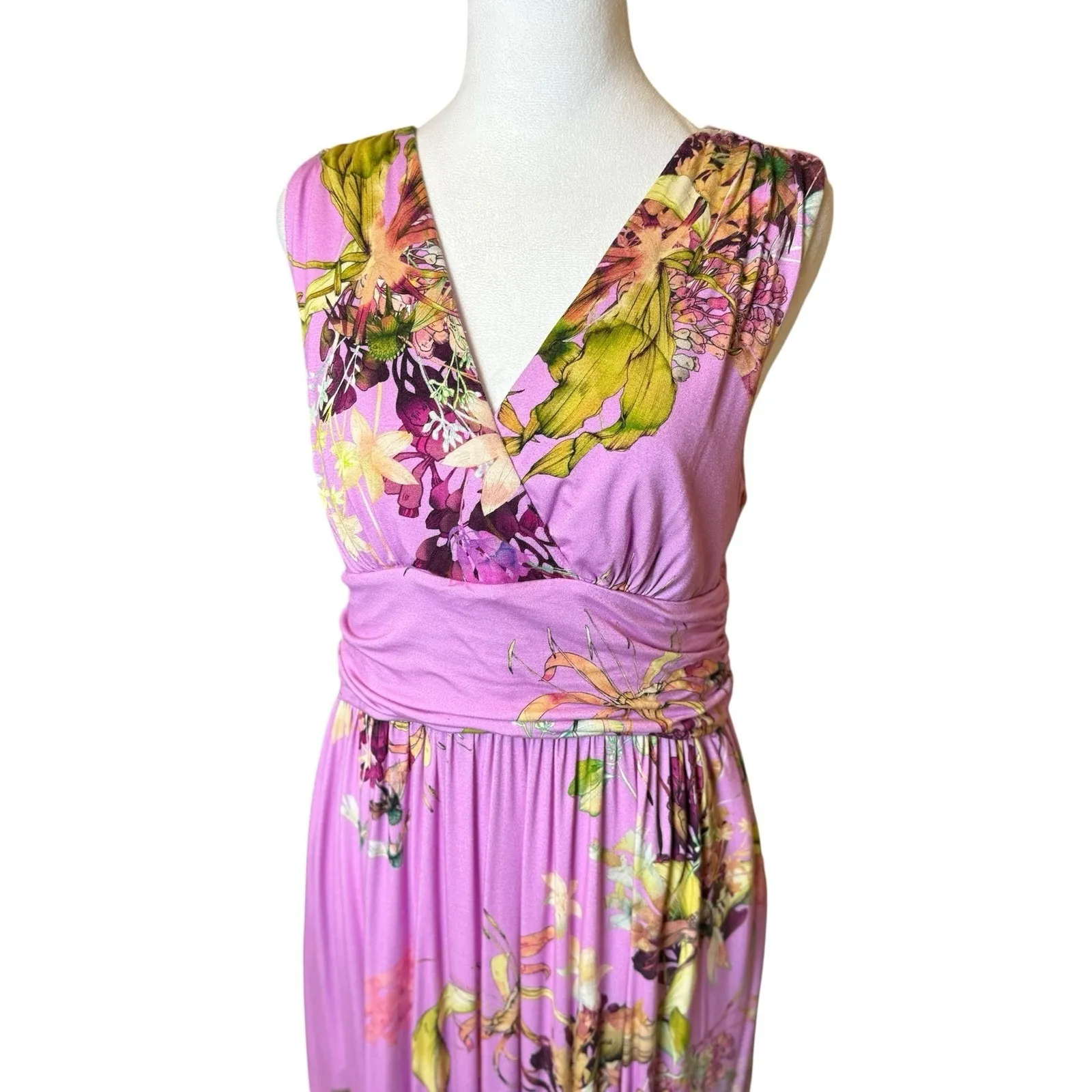 Soma Purple Floral Sleeveless Maxi Dress Size Large Tropical Vacation Beach - Image 2