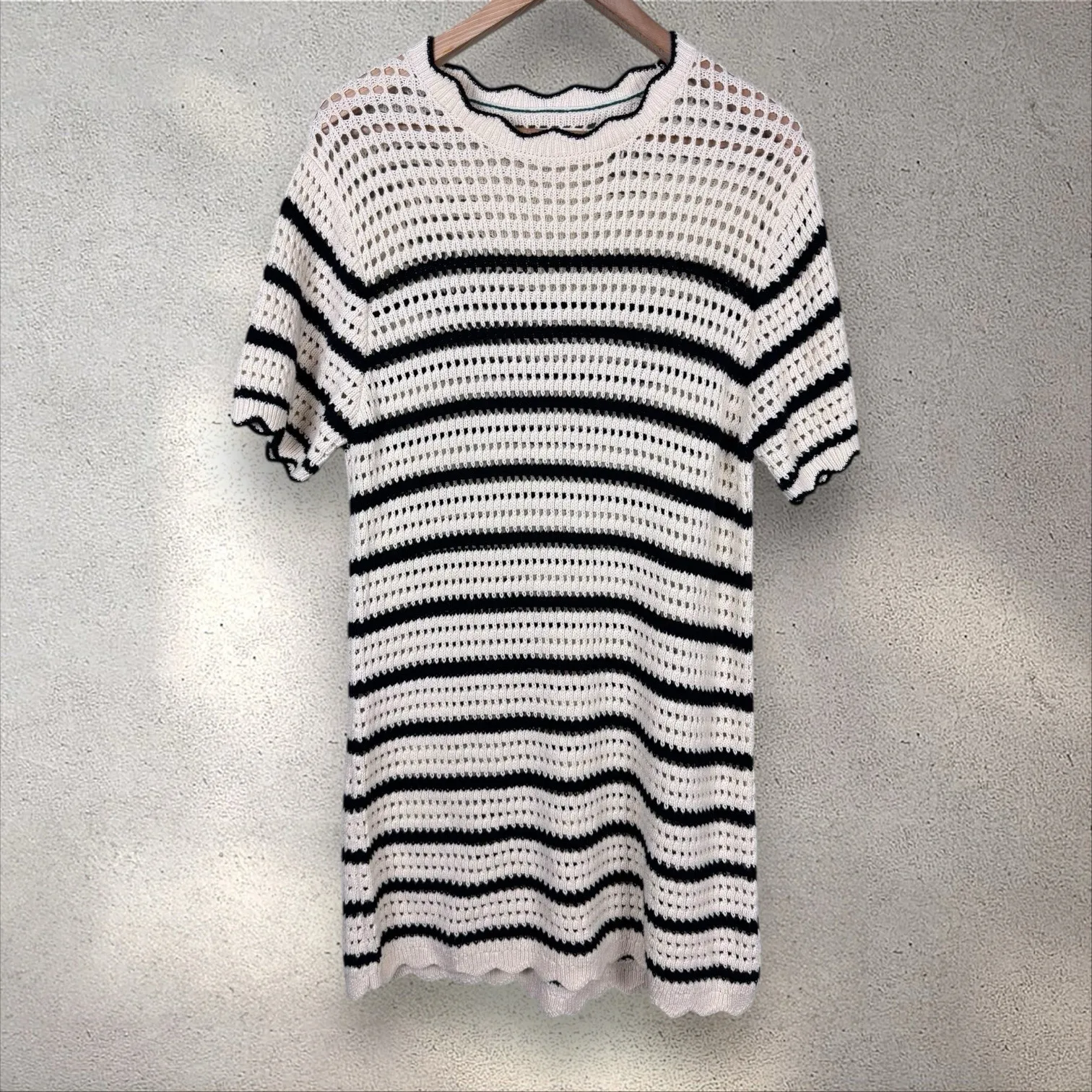 Birds of Paradis Trovata Mer Knit Loose Knit Mini Dress Antique Stripe Sz M‎ Size M - Image 4