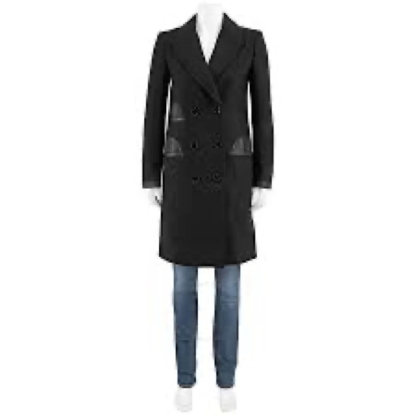 Burberry Wool Cashmere Blend Leather Trim Tailored Coat Women US2 - Image 9