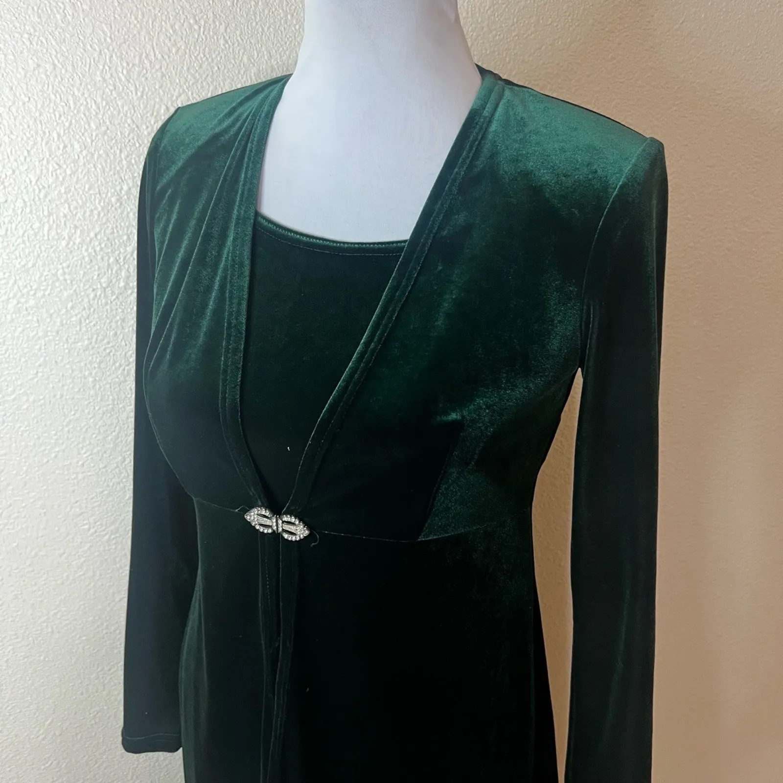 Scott McClintock Dress Sweater Coord Set Womens 6 Dark Green Vintage Velvet - Image 5