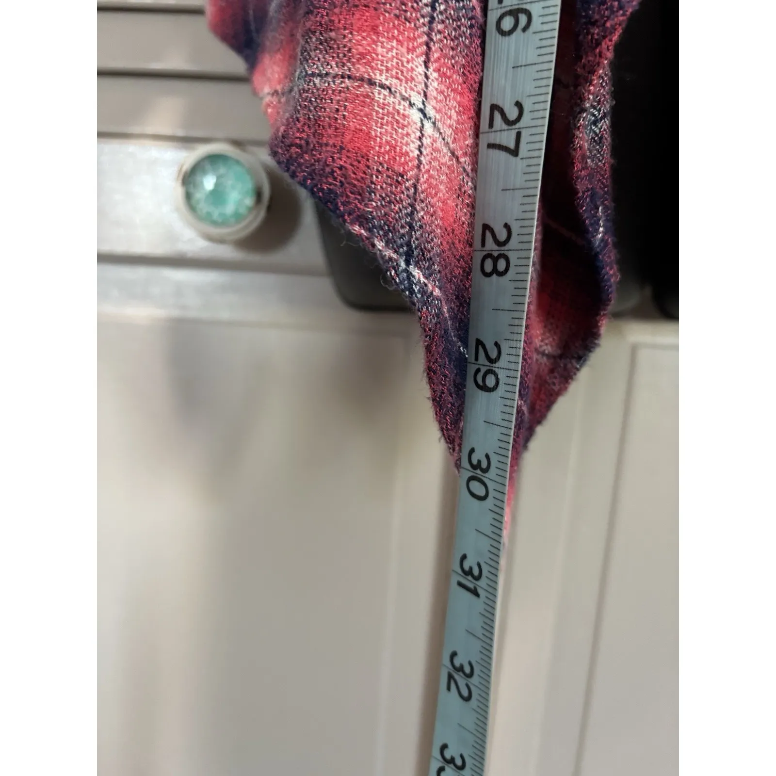 Aeropostale Flannel Pink/Black Open Long Tab‎ Sleeve Shirt Size Small Shawl Neck - Image 4