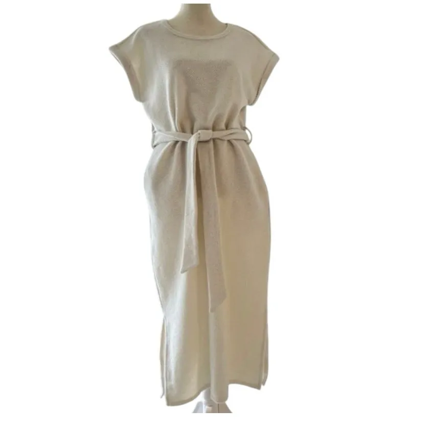 Caslon Cream Knit Belted Midi Sweater Dress Women’s Size Medium Nordstrom Casual - Image 5