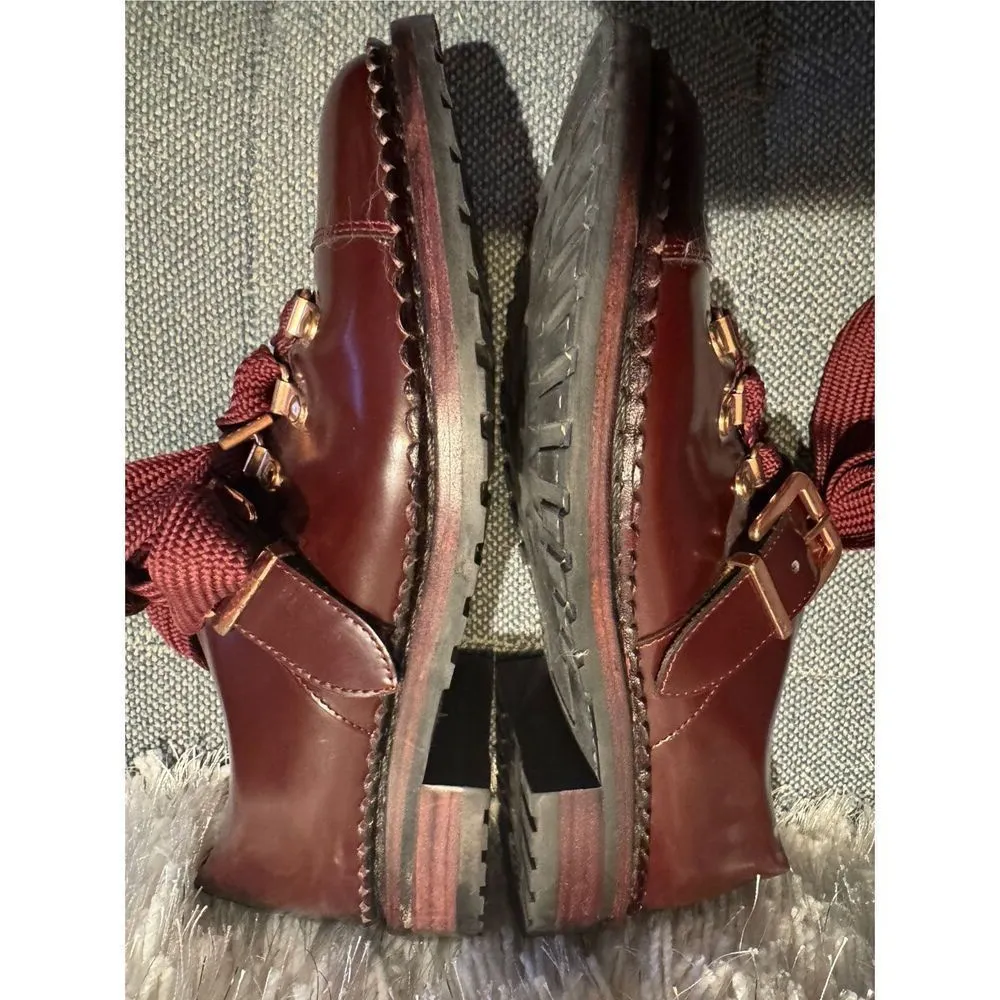 THE OFFICE OF ANGELA SCOTT Mr. Logan Maroon Leather Women's Lug Sole Oxford 37.5 Red Size 7.5 - Image 7