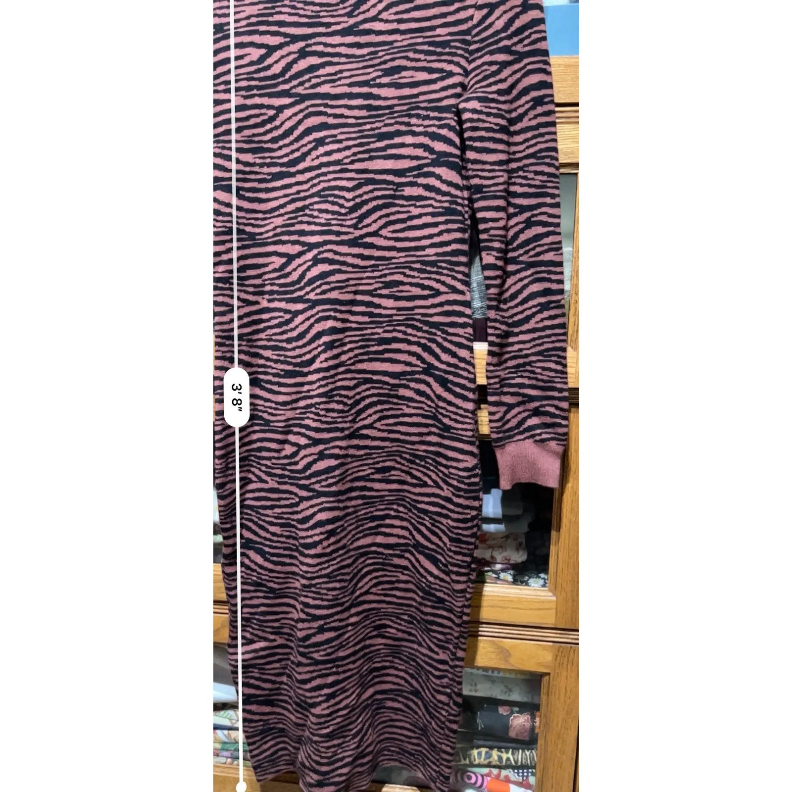 Express x Negin Mirsalehi Zebra Print Crewneck Midi Sweater Dress Women’s M - Image 7