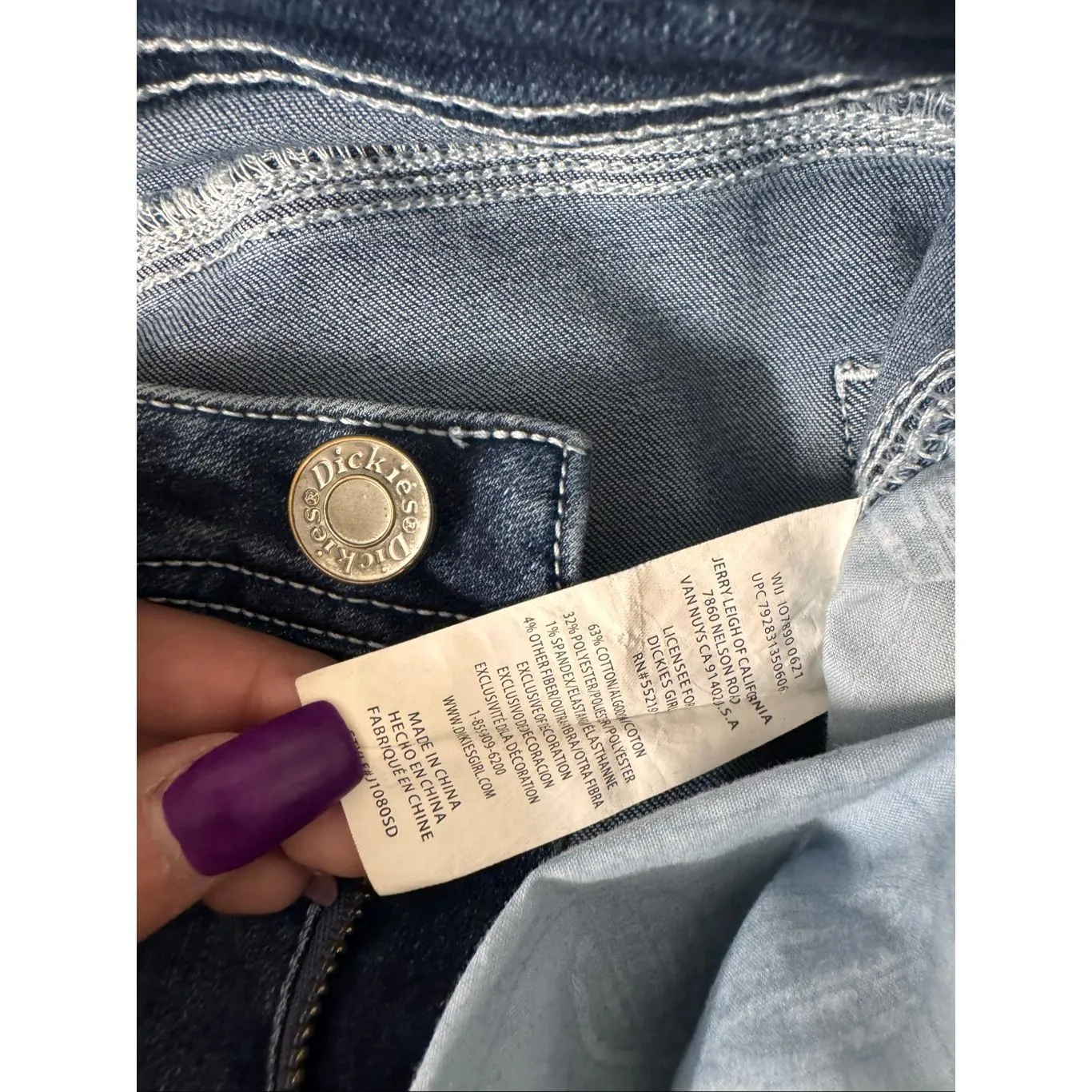 Dickies Women’s Carpenter Jeans Size 31/26 Dark Wash Utility Workwear Straight L - Image 3