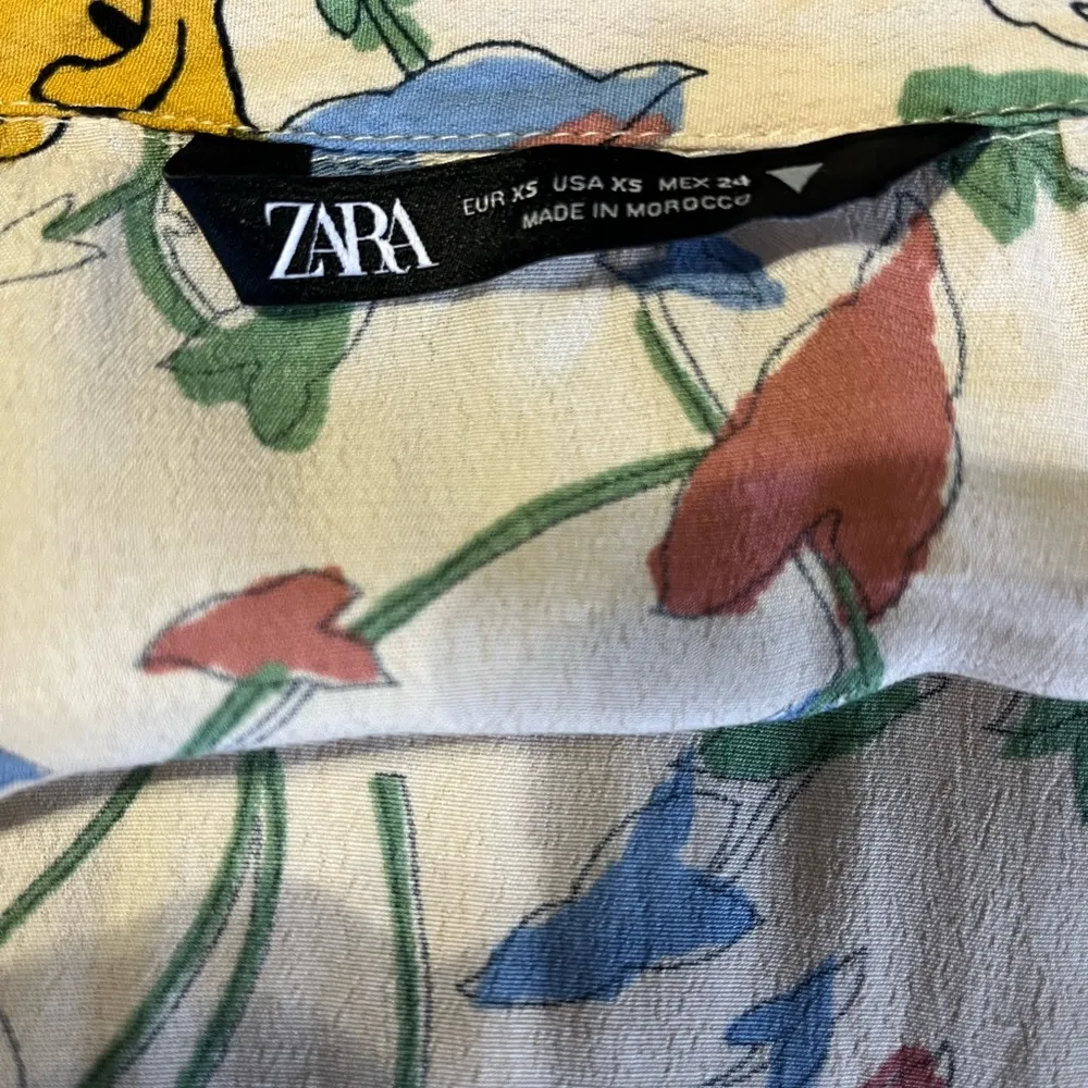 Zara Floral Button Up Collard Long Sleeve Midi Dress Size XS - Image 5