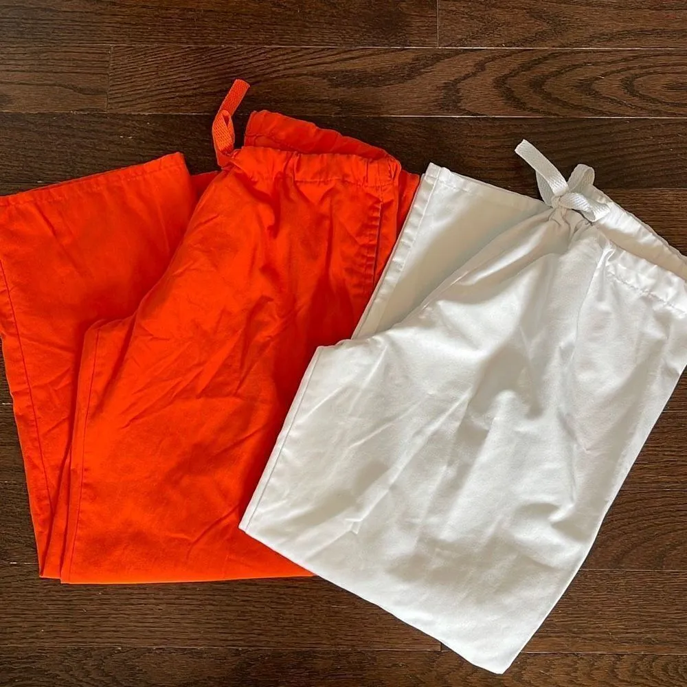 Fundamentals By White Swan Womens Scrub Uniform Pants Orange White Medium 2 PC - Image 1
