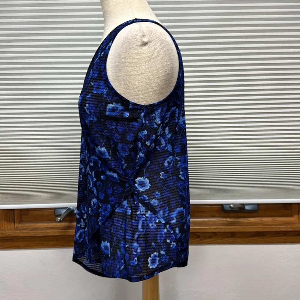 Rachel Rachel Roy Navy Combo Floral Faux Wrap Asymmetrical Hem Sleeveless Top Blue Size M - Image 5