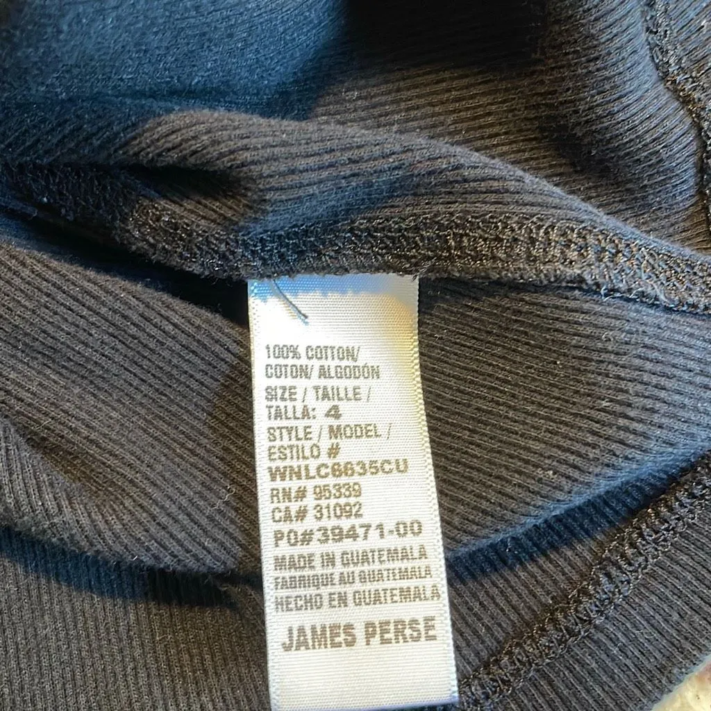 James Perse Womens Standard Ribbed Knit Long Sleeve‎ Bodycon Dress Black Size 4 - Image 5