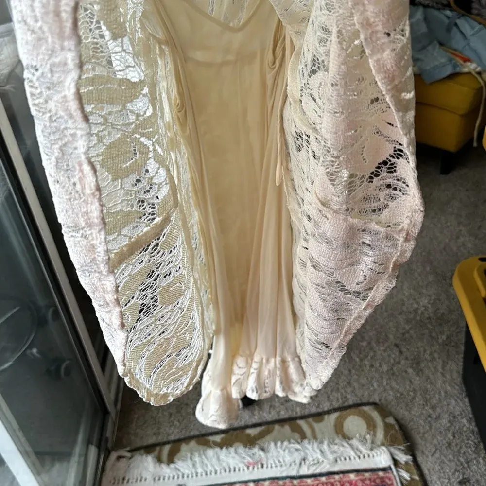 NWT Free People Ruby Lace With Tie Sleeves Ivory Dress, Size xs baby doll - Image 12