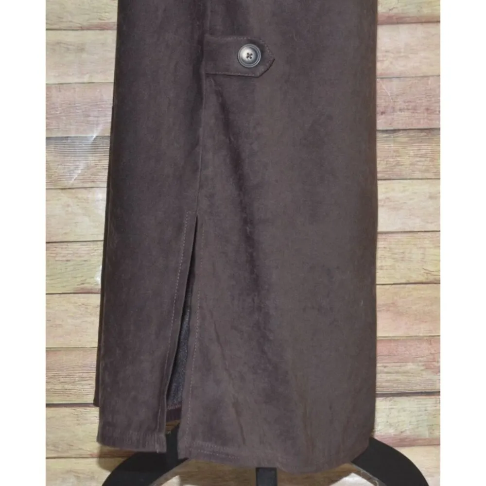 Sunbelt Women's Maxi Dress Size S Brown Faux Suede Y2K Vintage Lagenlook Slits - Image 4