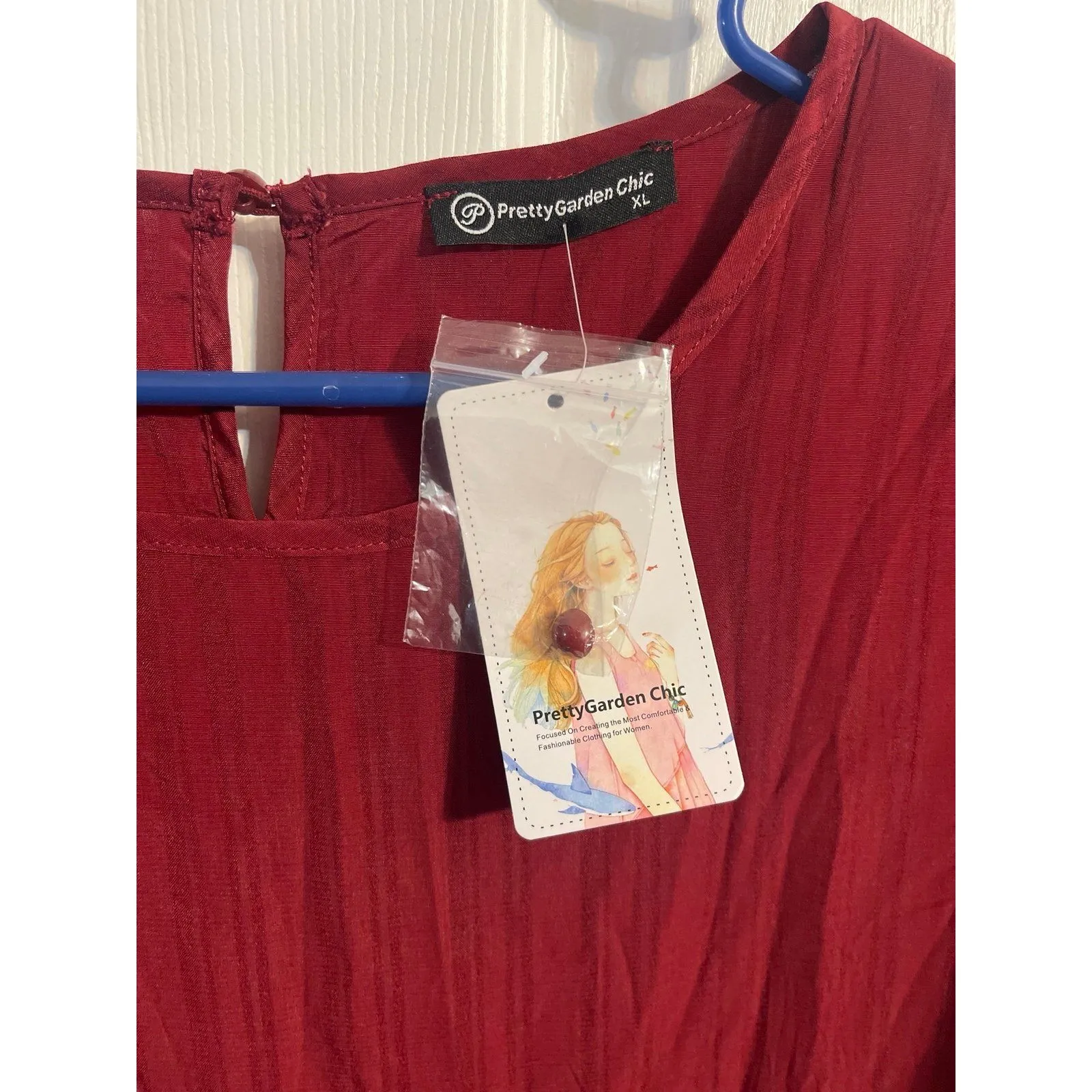 PRETTYGARDEN CHIC Summer Casual Boho Dress Size XL Wine Red New With Tag - Image 8