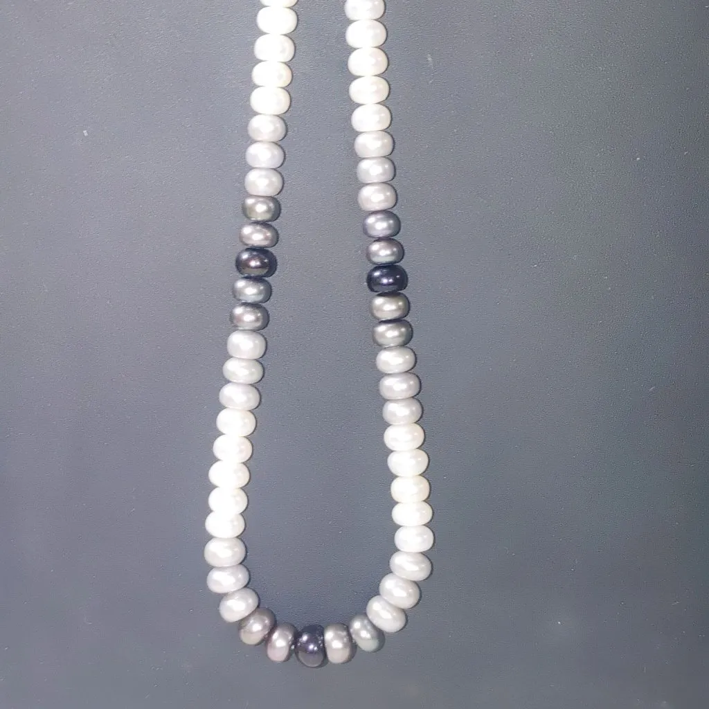 Honora 925 Sterling Silver Tuxedo Pearl Necklace Multicolor Black White Pearls Size 18 - Image 9