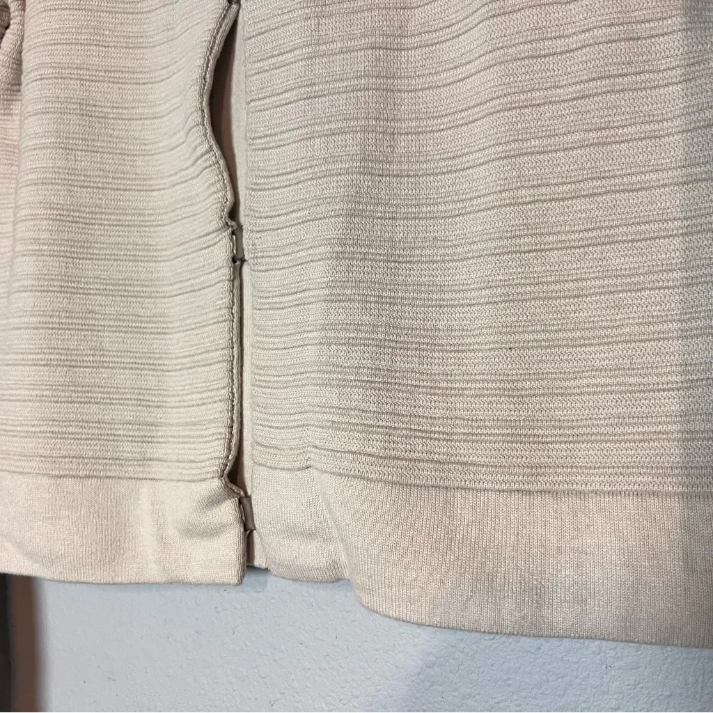Reiss Cardigan Sweater Textured Beige Cream Clasp Front Cotton Size Medium - Image 4