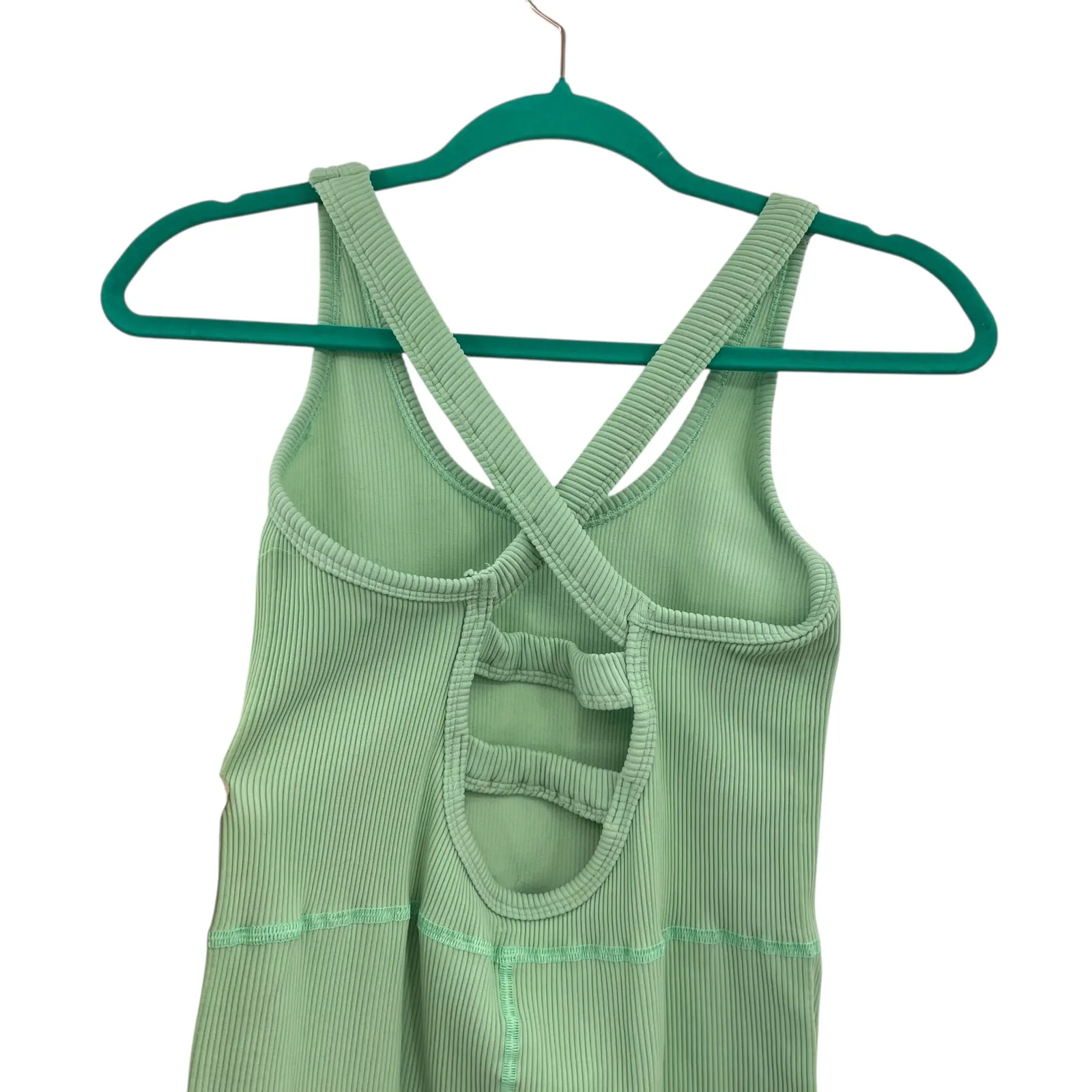 Free People‎ Free Throw Onesie Jumpsuit Ribbed Seamless Green Size Large - Image 9