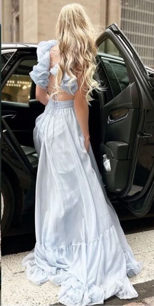 Mac Duggal 67911  Womens Ruffled Tiered Cut Out Chiffon Gown Dress - Image 2