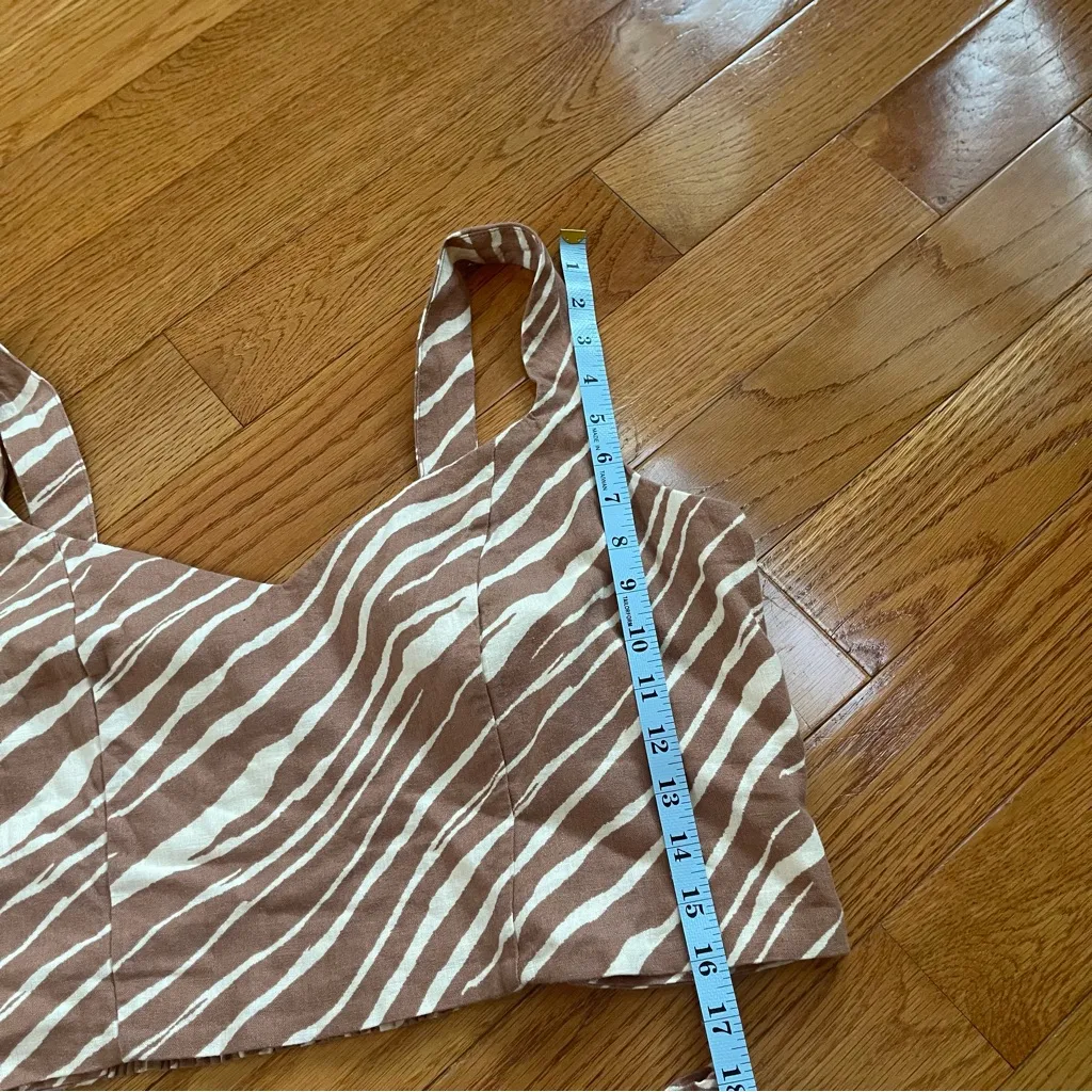 A New Day Crop Linen Sleeveless Shirt Tank Top w shorts Set Brown Zebra Sz L/XL - Image 7
