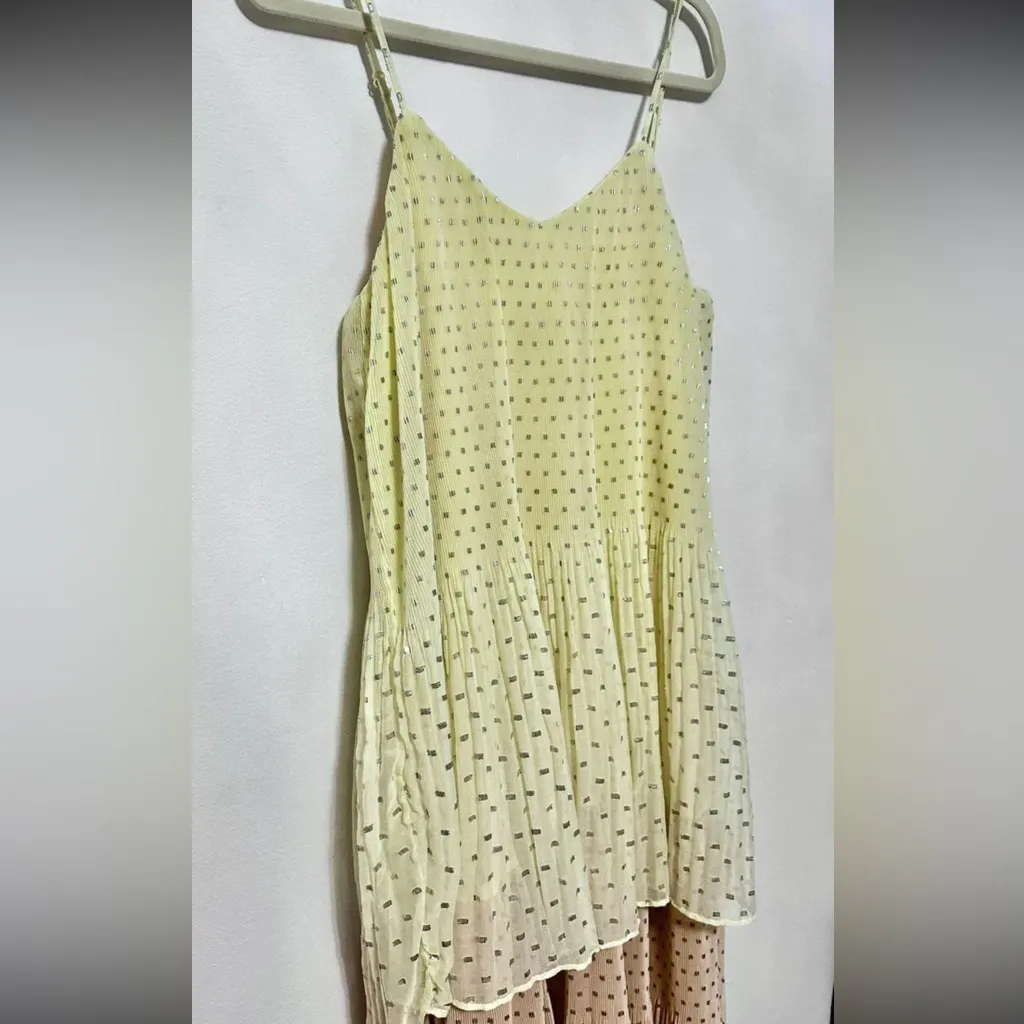 Zara NWT plisse double layered tiered silver Metallic thread pleated flowy dress - Image 10