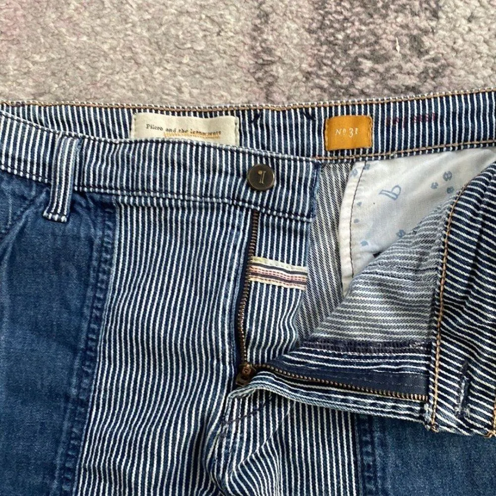 Pilcro and the Letterpress Anthropologie Blue White Stripe Denim Shorts 31 - Image 5