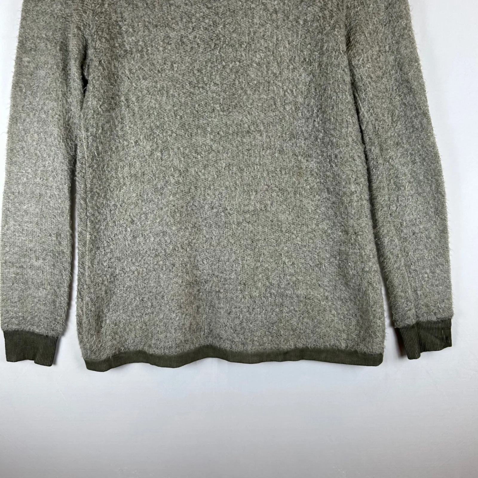 Tempo Paris Women's Knit Sweater Italian Wool‎ Blend Lace Back Olive Green - Image 6