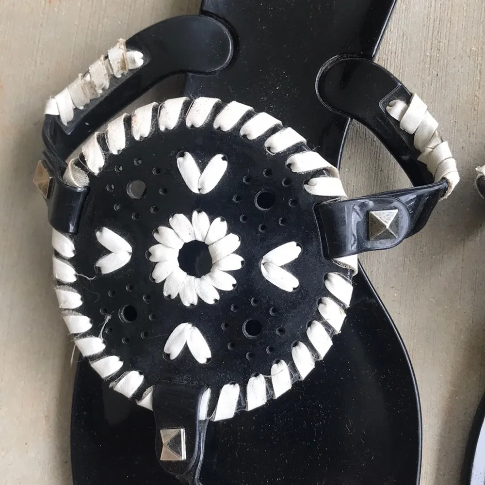 Jack Rogers Georgica Jelly Sandals Black White - Image 6