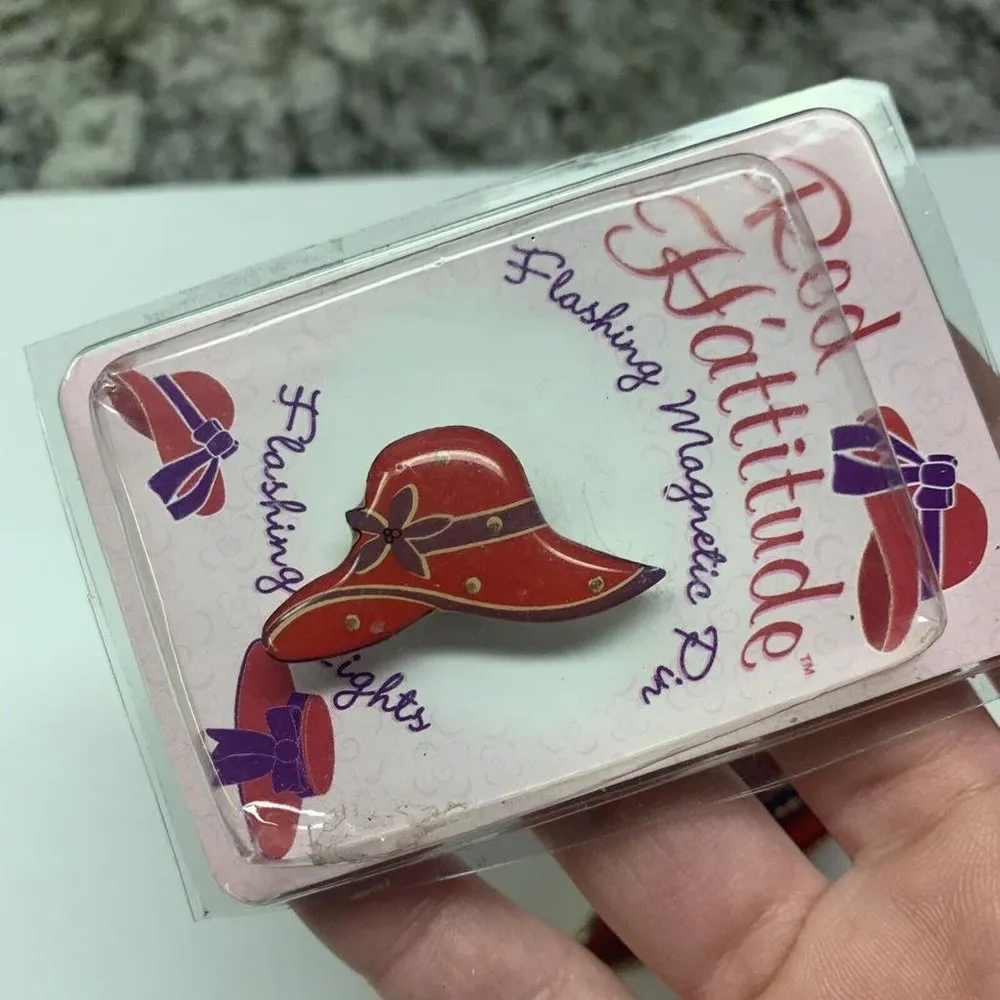 Lot Of 2 Costume Jewelry Brooch Pins Red Hat - Image 2