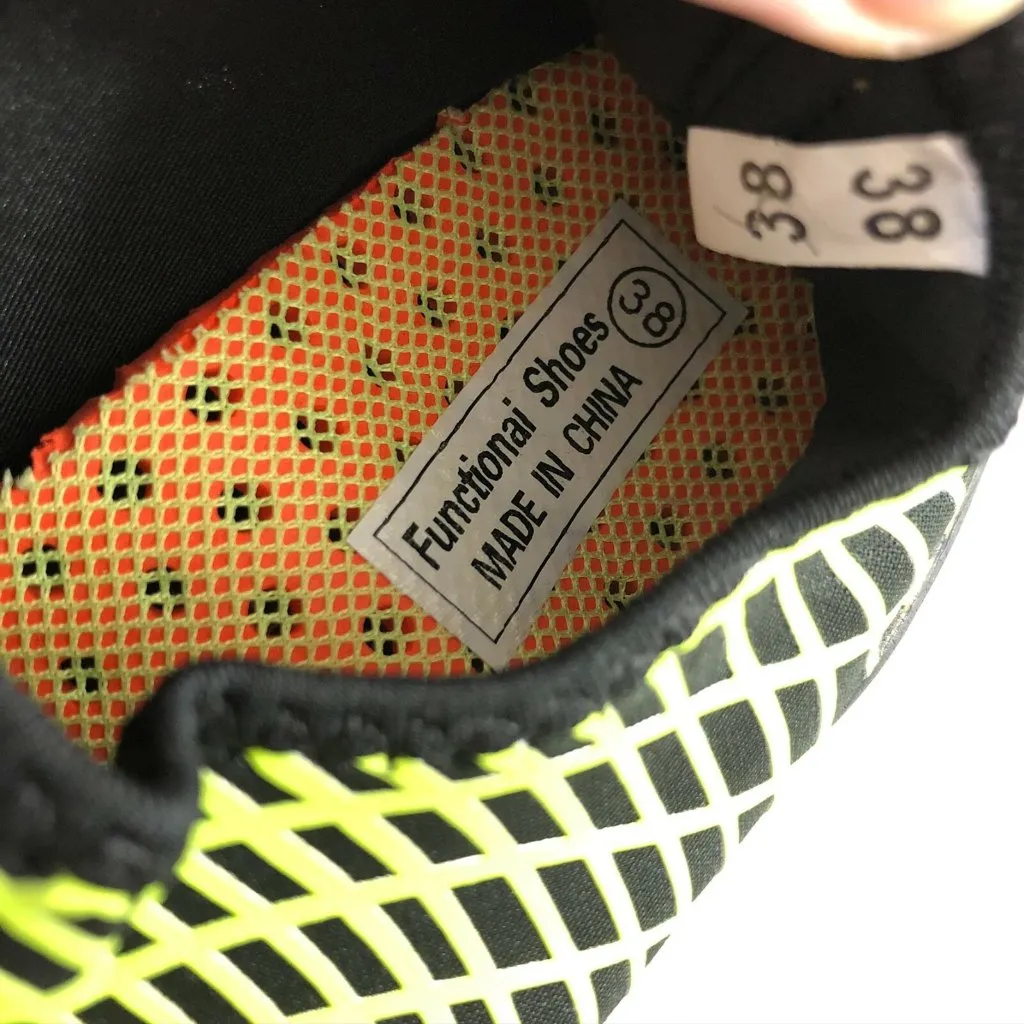 Functional Womens Water Shoes Slip On Lightweight Striped Black Yellow 38 US 7 - Image 5