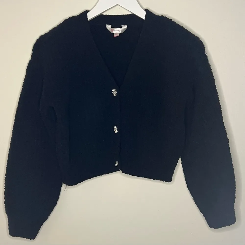 No Boundaries Black V-Neck Cardigan Sweater - Image 3