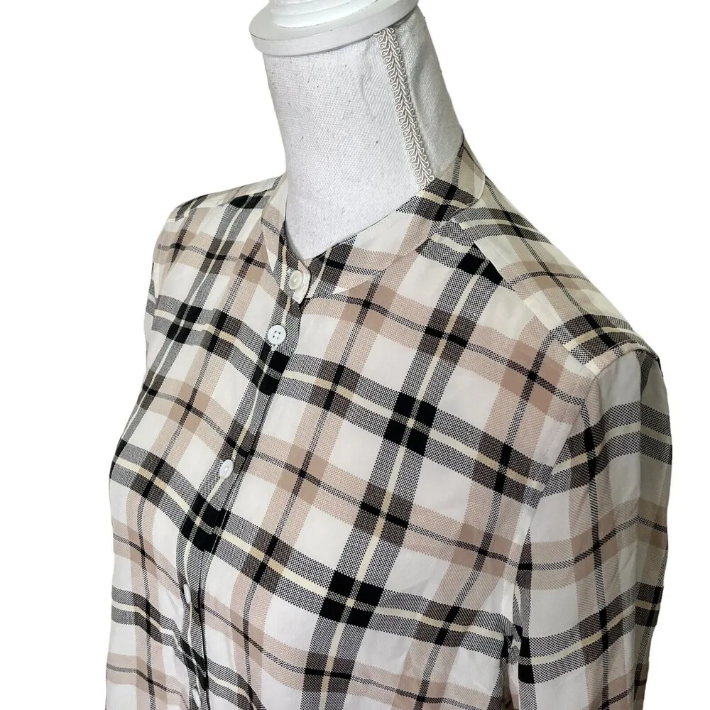 Equipment Womens Long Sleeve Silk Button Up Shirt Slim Signature Plaid Sz Small - Image 7