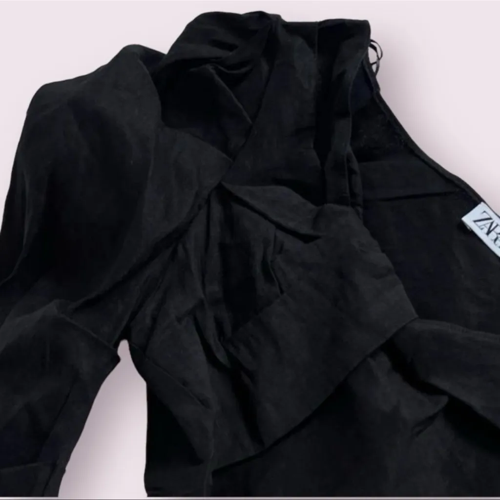 Zara One-Shoulder Black Ruffle Top | Size M - Image 3