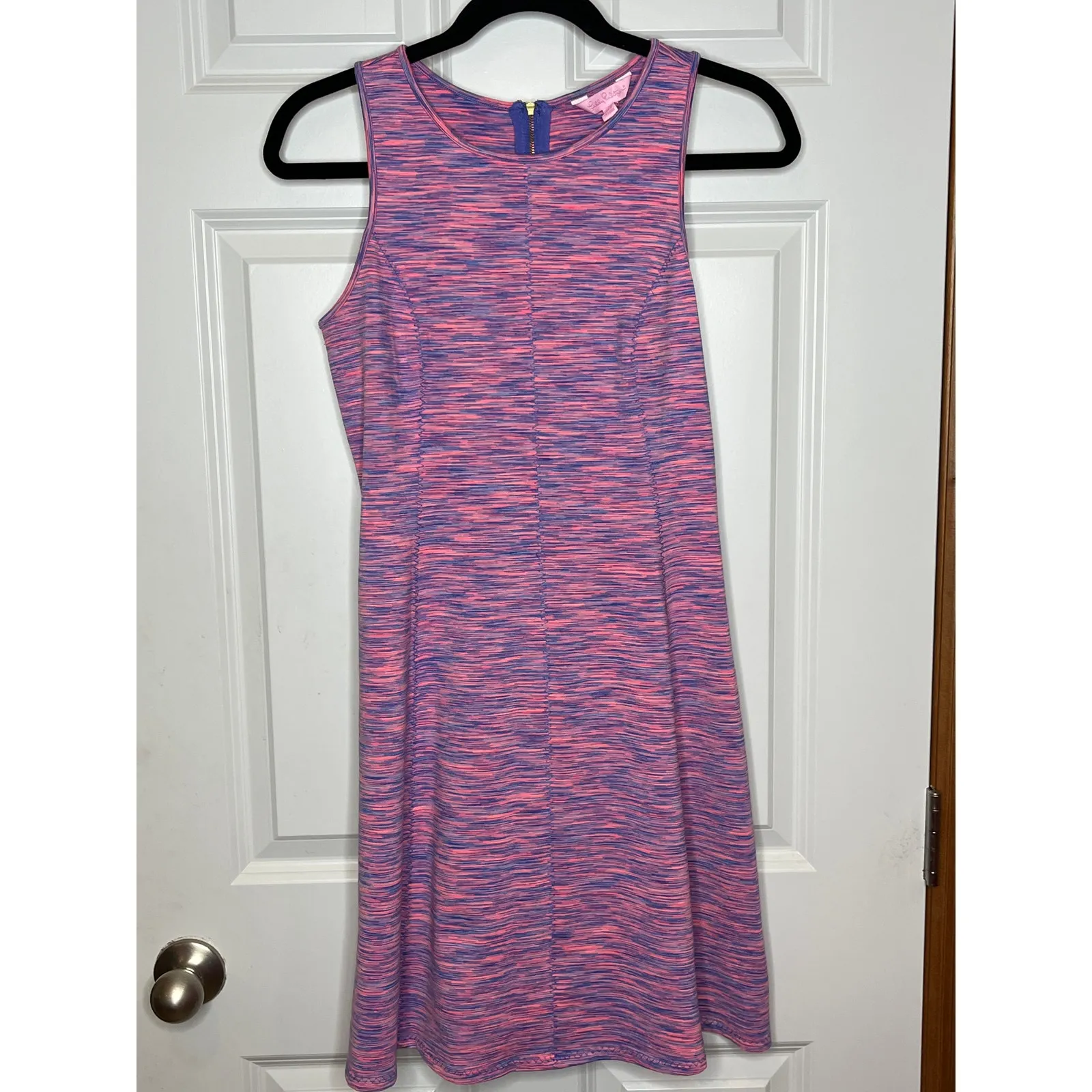 Lilly Pulitzer Small Cove Flamingo Pink Space Dye Runaround Stretch Dress‎ Mini - Image 2