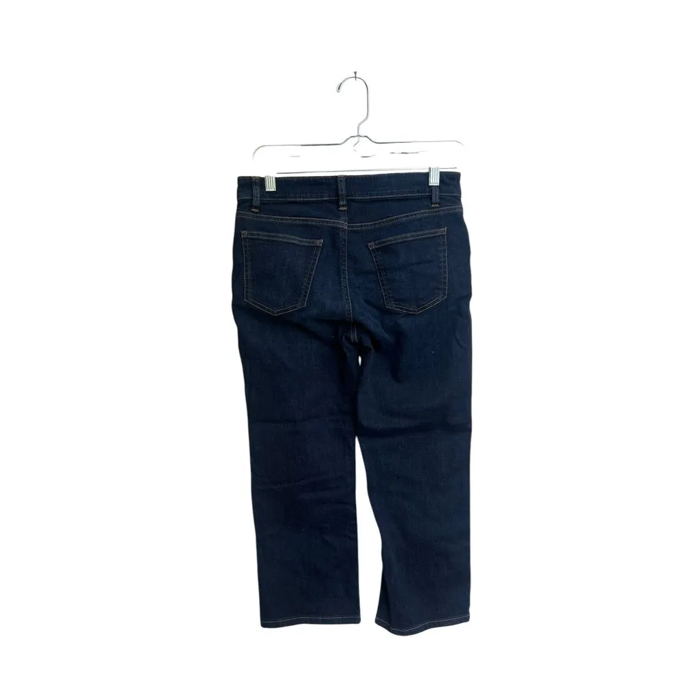 Eileen Fisher Organic‎ Cotton Stretch Cropped Straight Leg Navy Jeans Size 2P - Image 2