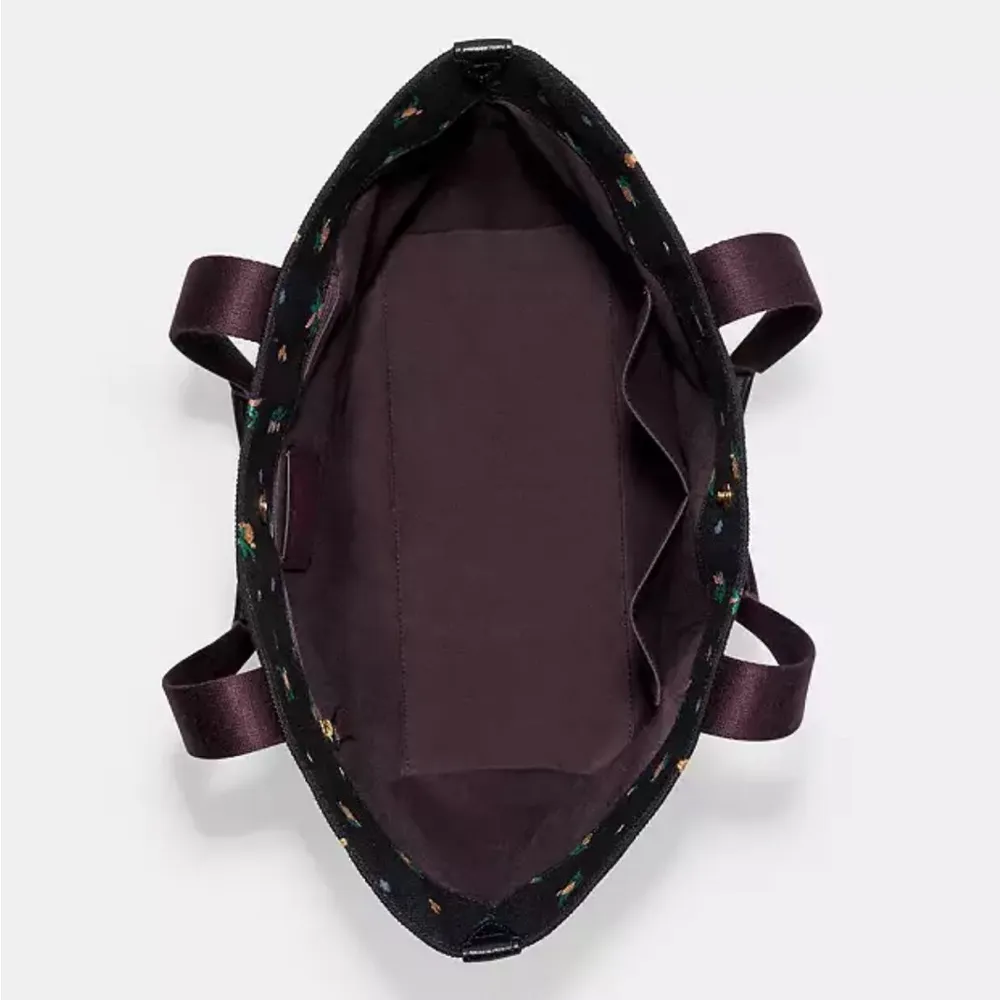 Coach Black Tote with Floral and Snoopy Design - Image 3