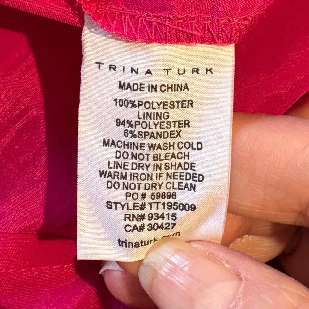 TRINA TURK  Bissitti Illusion Top Sleeveless Vibrant Pink Dress Womens Size S🧡 - Image 9