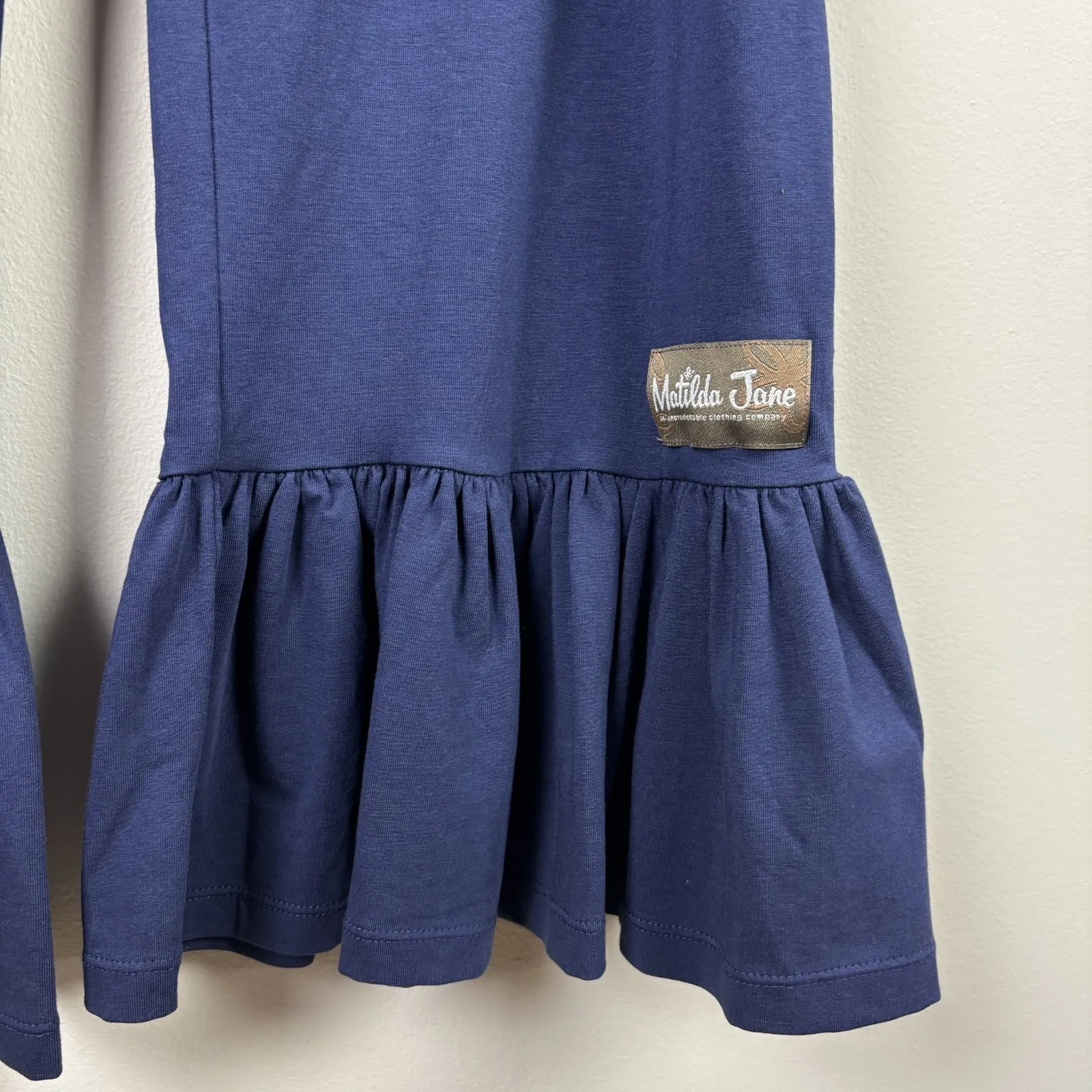 Matilda Jane Big Ruffle Pants Women Small Navy Blue Wide Leg Cotton Pull On Crop - Image 3